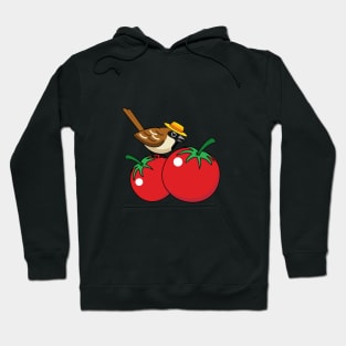 Organic Lover Sparrow Eating Red Tomato Hoodie